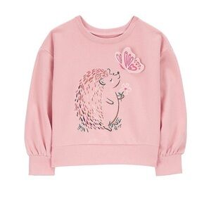 Carter’s Toddler Girl Pink Hedgehog Butterfly Sweatshirt 24M Pullover